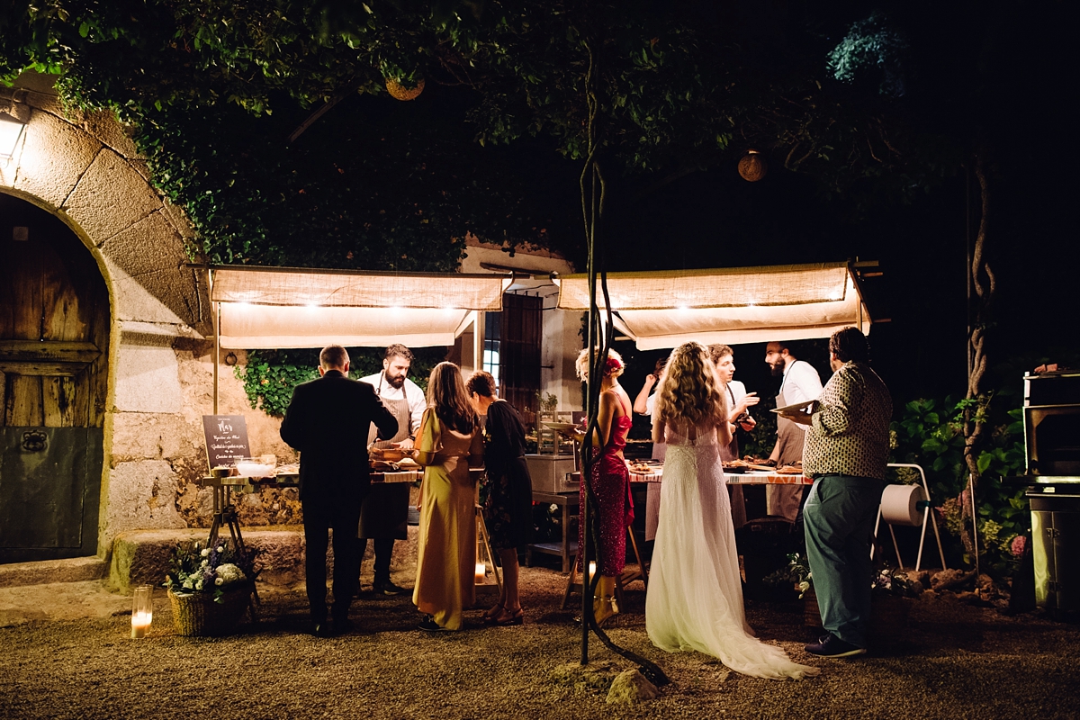 Rosa Clara dress elegant fairylights wedding Mallorca 53