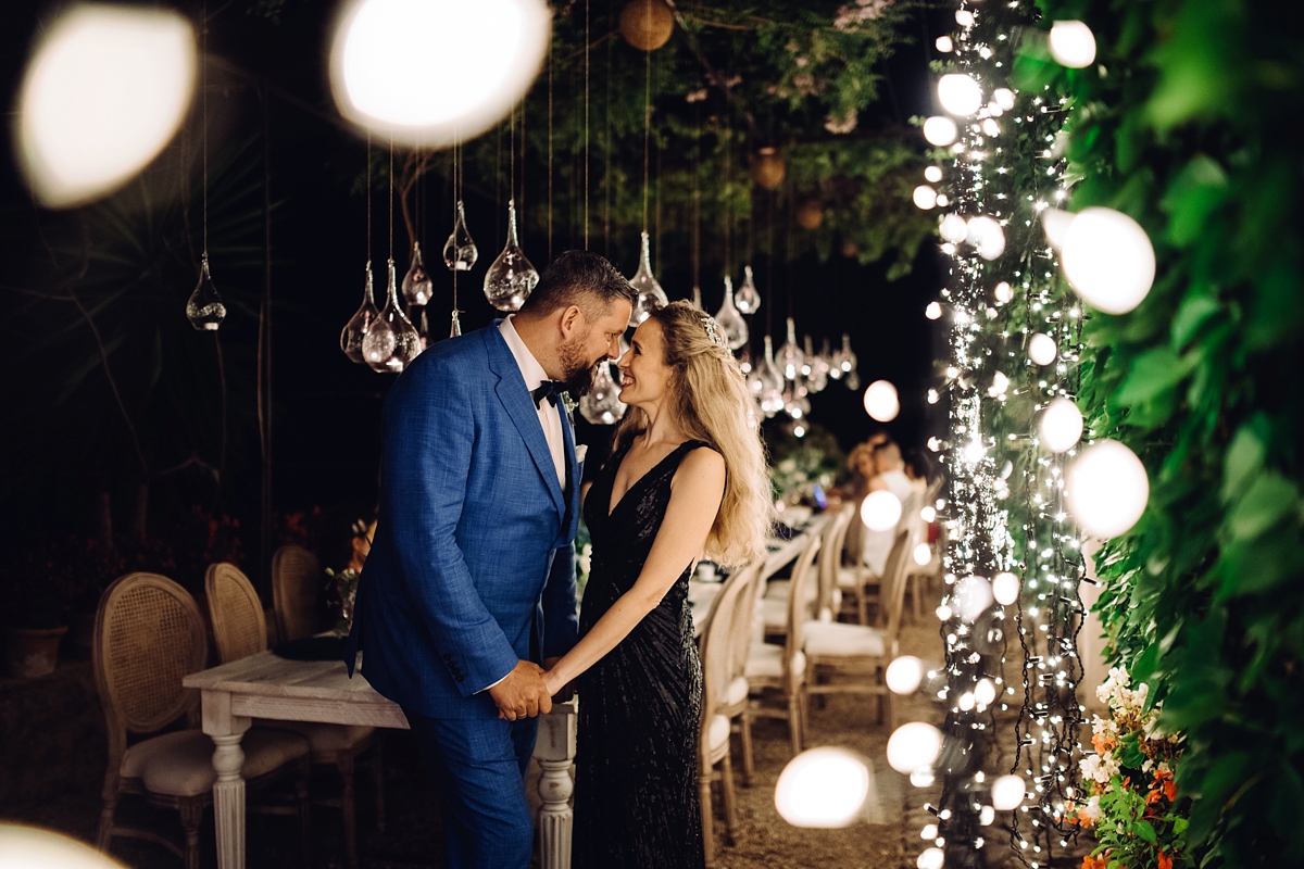 Rosa Clara dress elegant fairylights wedding Mallorca 56