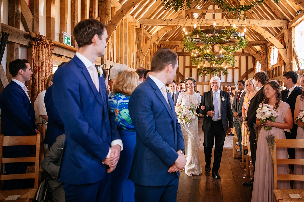 Watters backless Lace dress quintessentially English barn wedding 12