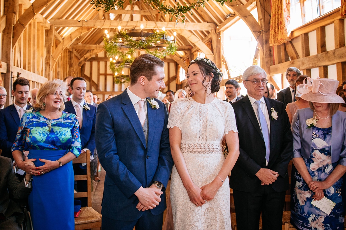 Watters backless Lace dress quintessentially English barn wedding 13