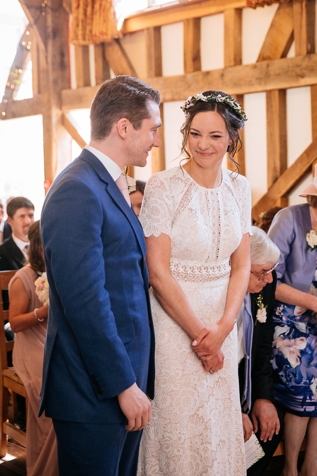 Watters backless Lace dress quintessentially English barn wedding 14