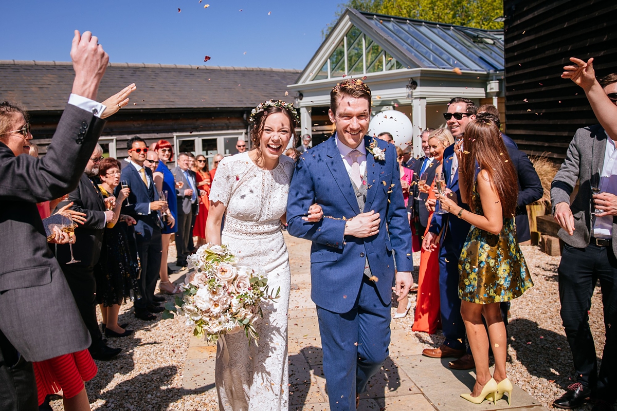 Watters backless Lace dress quintessentially English barn wedding 20