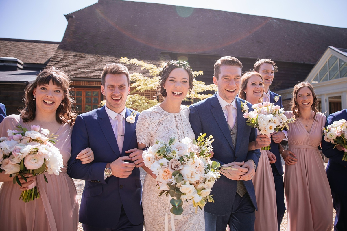 Watters backless Lace dress quintessentially English barn wedding 21