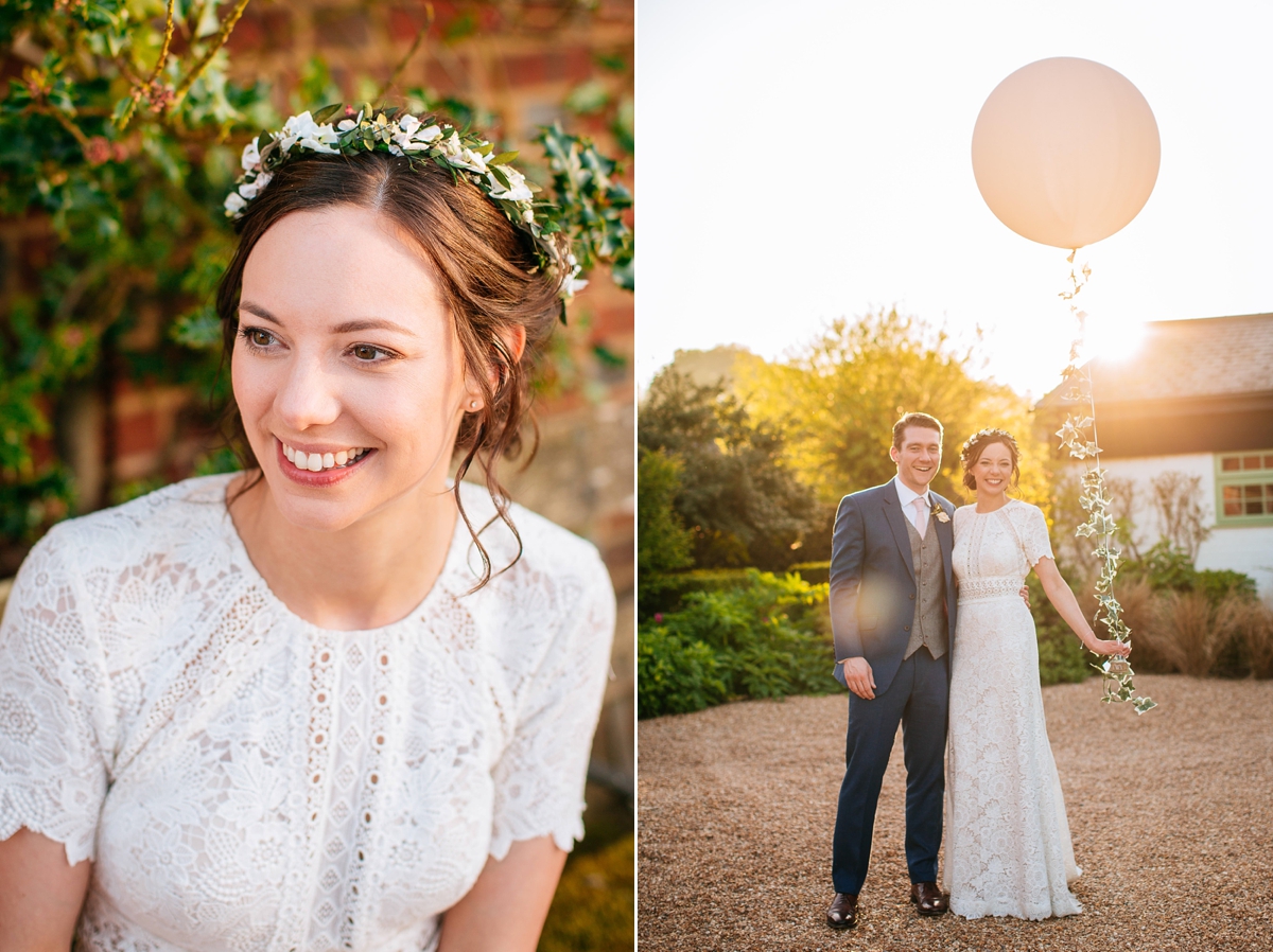 Watters backless Lace dress quintessentially English barn wedding 32