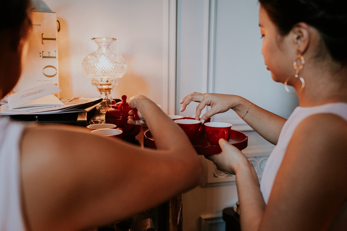 Watters dress traditional Chinese tea ceremony modern London wedding 9