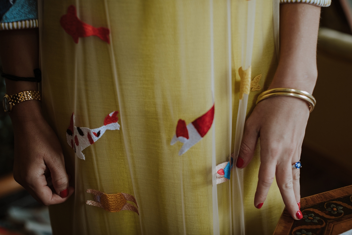 Yellow floral embroidered dress Scottish wedding Caro Weiss Photography 22