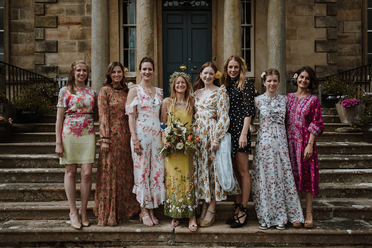 Yellow floral embroidered dress Scottish wedding Caro Weiss Photography 24