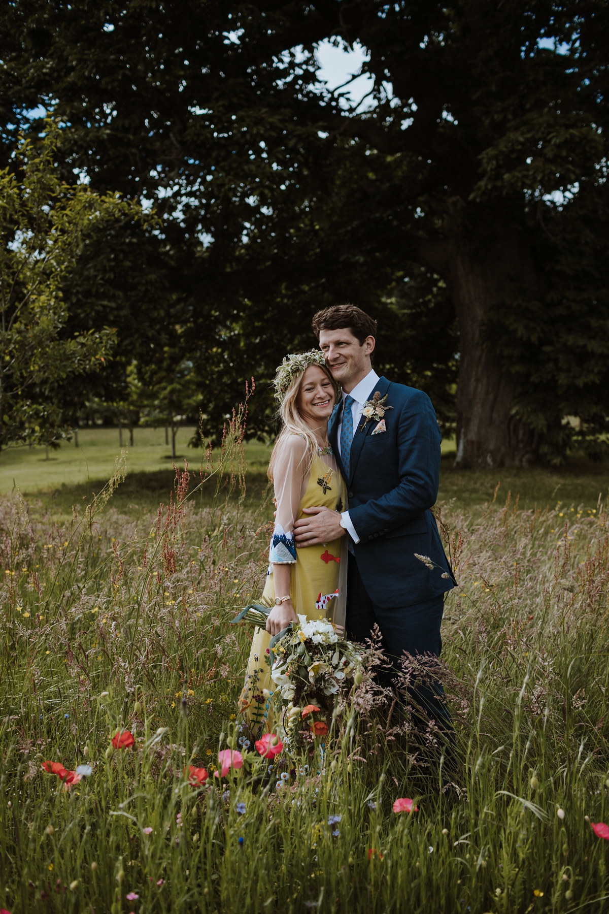 Yellow floral embroidered dress Scottish wedding Caro Weiss Photography 28