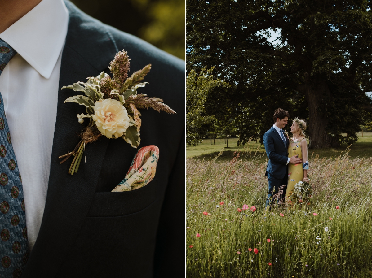 Yellow floral embroidered dress Scottish wedding Caro Weiss Photography 31