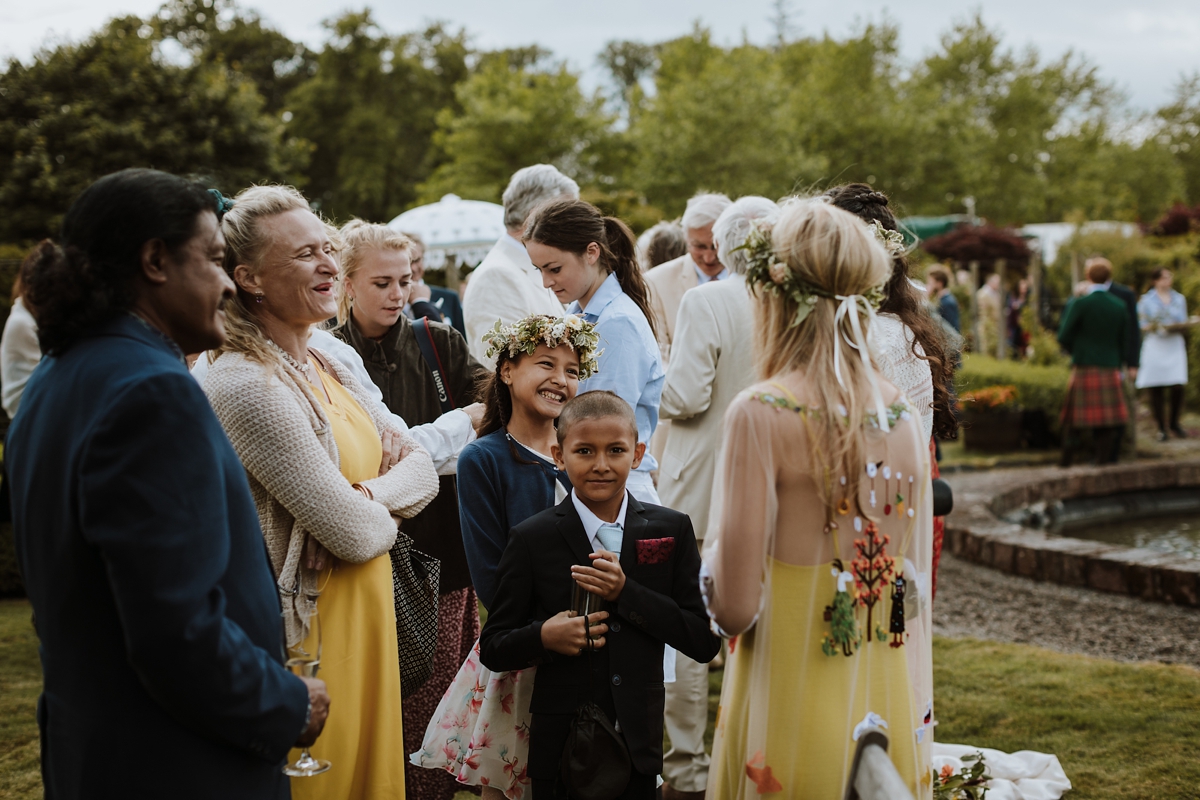 Yellow floral embroidered dress Scottish wedding Caro Weiss Photography 40