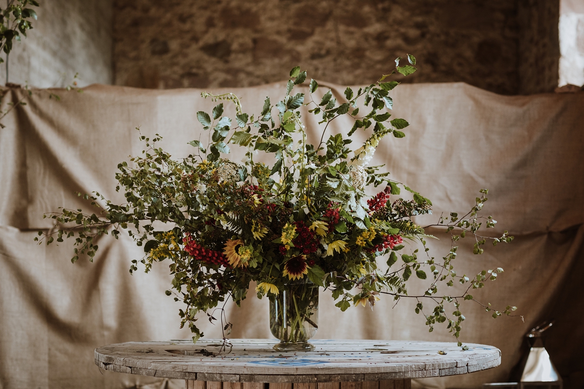 Yellow floral embroidered dress Scottish wedding Caro Weiss Photography 41