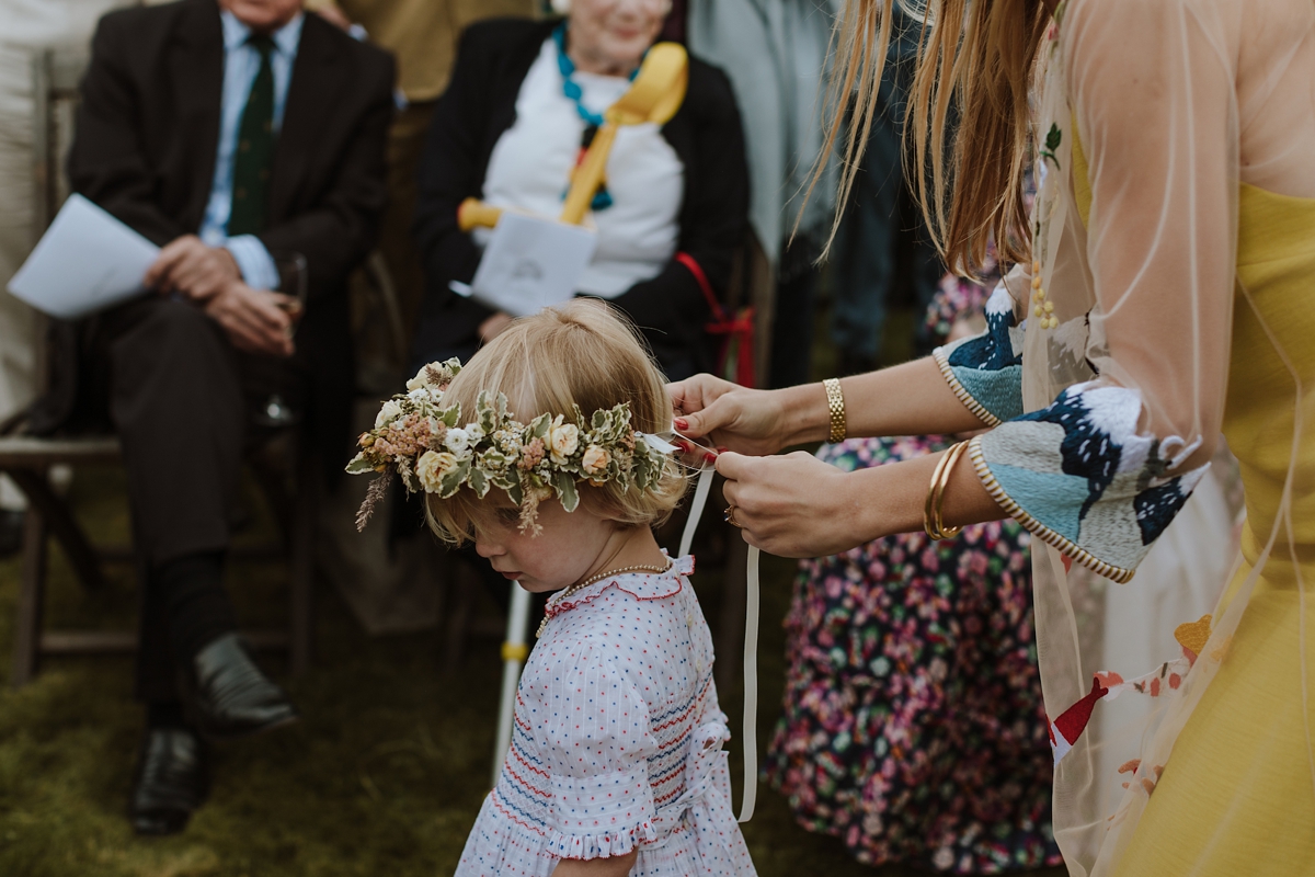 Yellow floral embroidered dress Scottish wedding Caro Weiss Photography 49