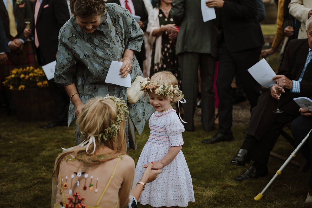 Yellow floral embroidered dress Scottish wedding Caro Weiss Photography 50