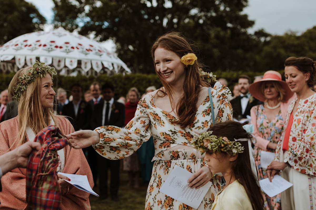 Yellow floral embroidered dress Scottish wedding Caro Weiss Photography 54