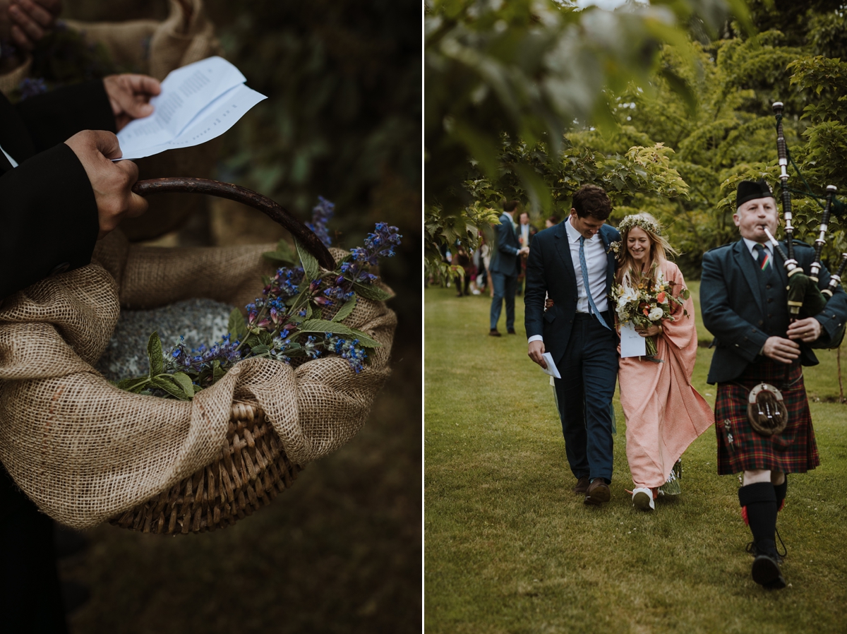 Yellow floral embroidered dress Scottish wedding Caro Weiss Photography 58