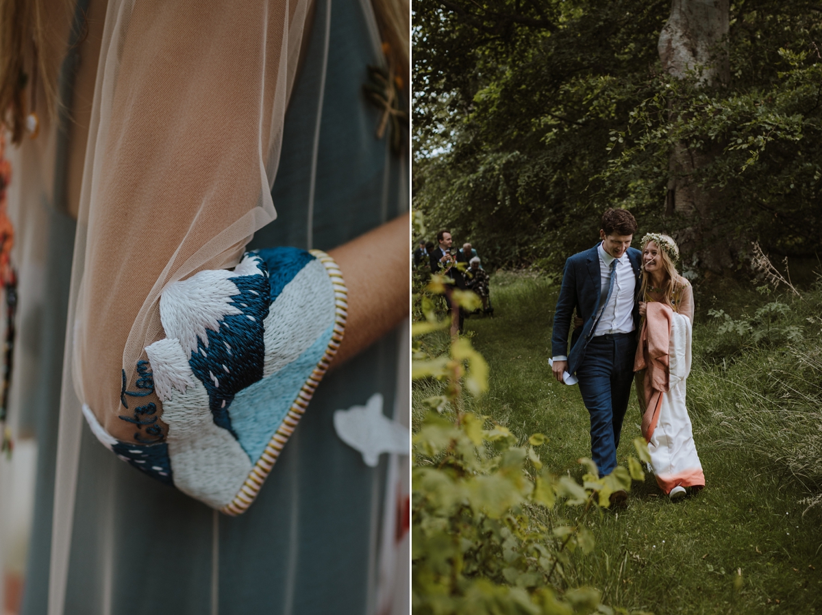 Yellow floral embroidered dress Scottish wedding Caro Weiss Photography 63