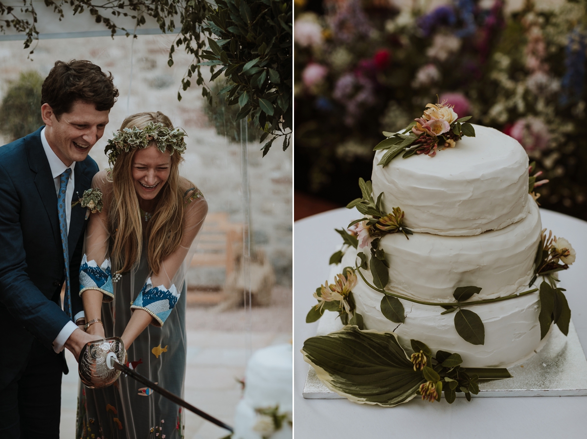 Yellow floral embroidered dress Scottish wedding Caro Weiss Photography 67