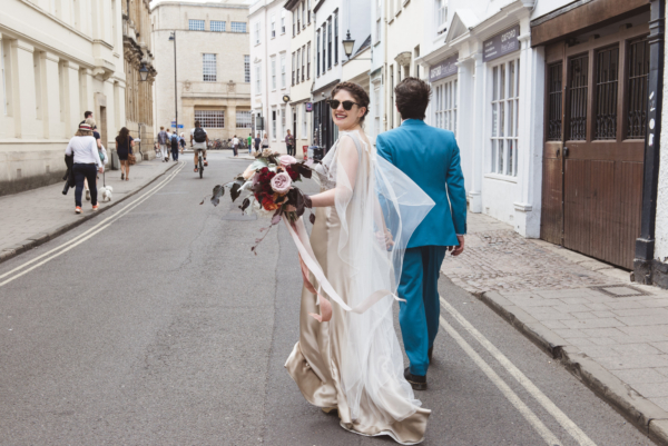 A Wedding Dress + Bridal Cape for a Modern Handfasting Wedding in Oxford