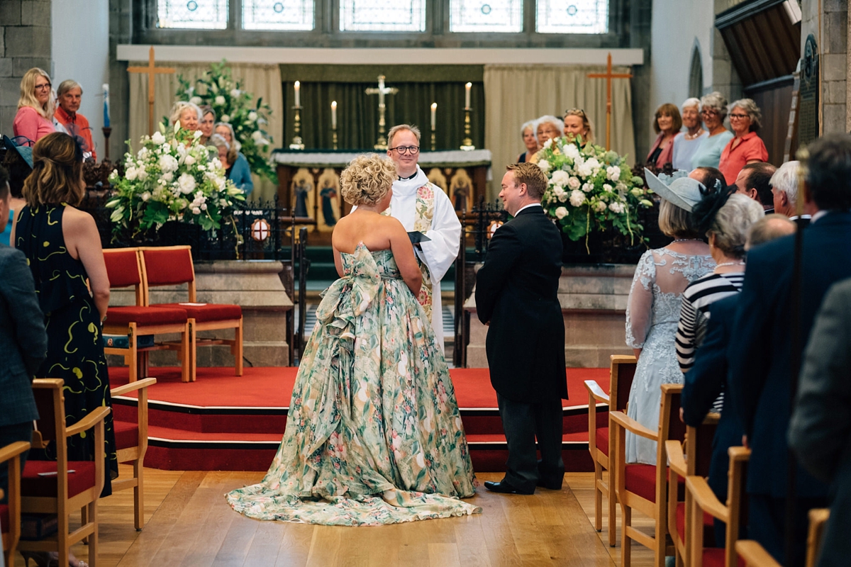 12 A floral Charlotte Balbier dress for a relaxed summer wedding in Devon