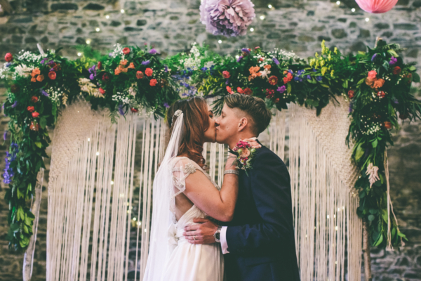 An Anna Campbell Gown For a Colourful Boho + Vintage Inspired Barn Wedding in the Lake District
