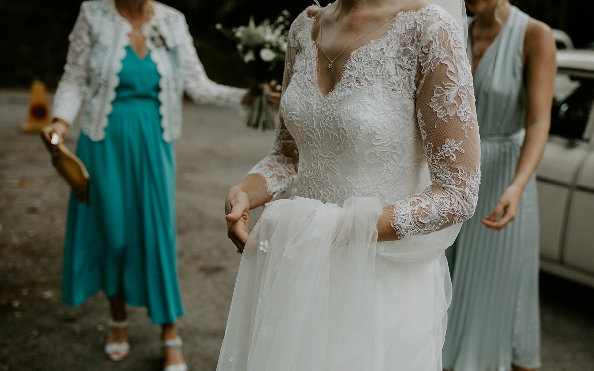 16 Scandi inspired River Thames wedding London - Green Wedding Shoes and a Back Necklace for a Marquee Wedding on the Banks Of The Thames 16 Scandi inspired River Thames wedding London