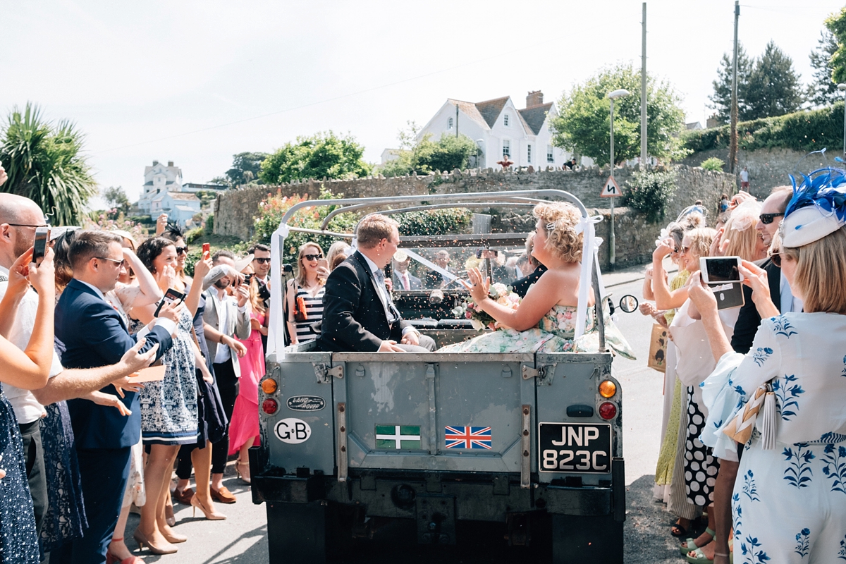 22 A floral Charlotte Balbier dress for a relaxed summer wedding in Devon