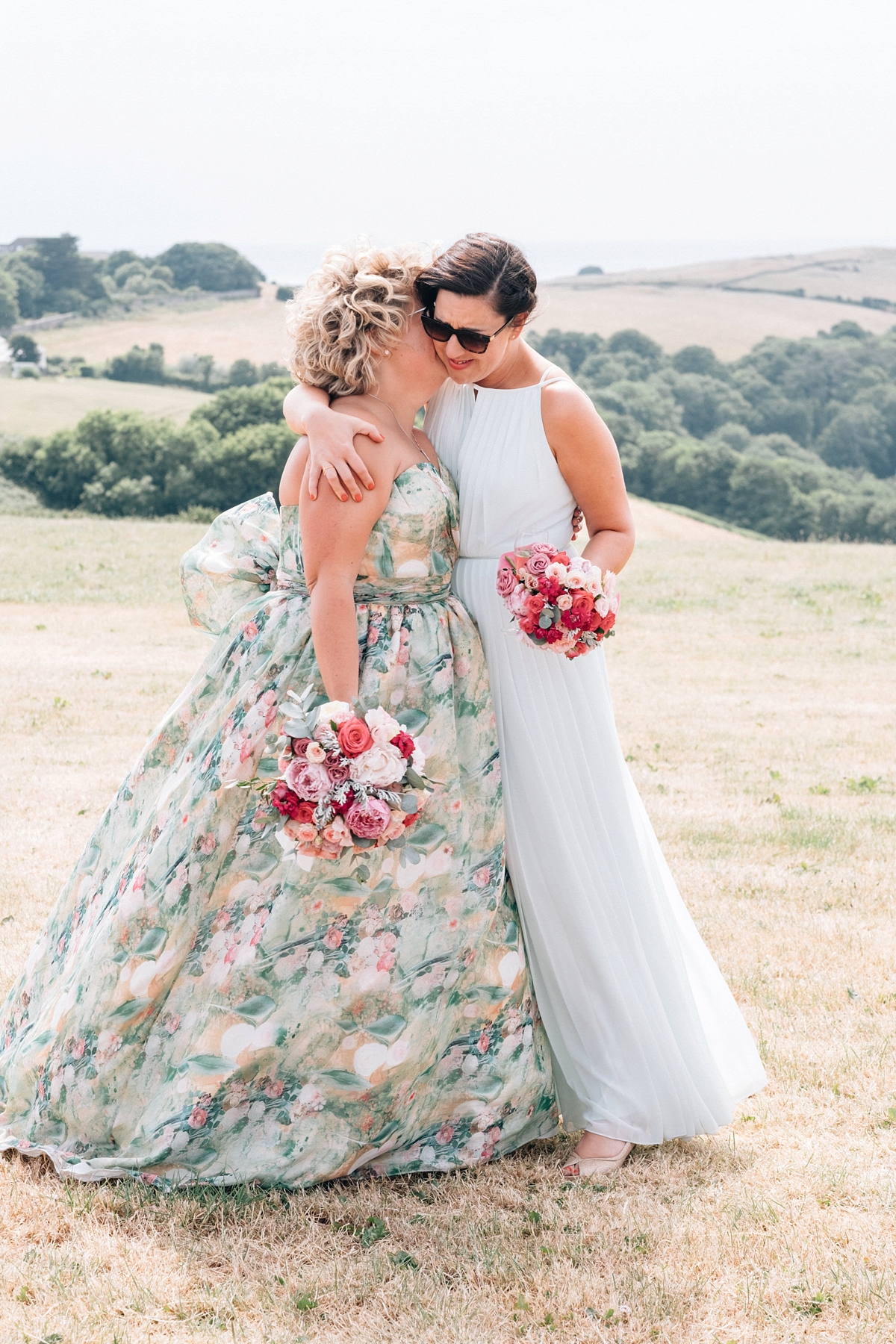 28 A floral Charlotte Balbier dress for a relaxed summer wedding in Devon