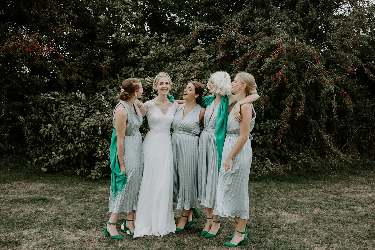 37 Scandi inspired River Thames wedding London - Green Wedding Shoes and a Back Necklace for a Marquee Wedding on the Banks Of The Thames 37 Scandi inspired River Thames wedding London
