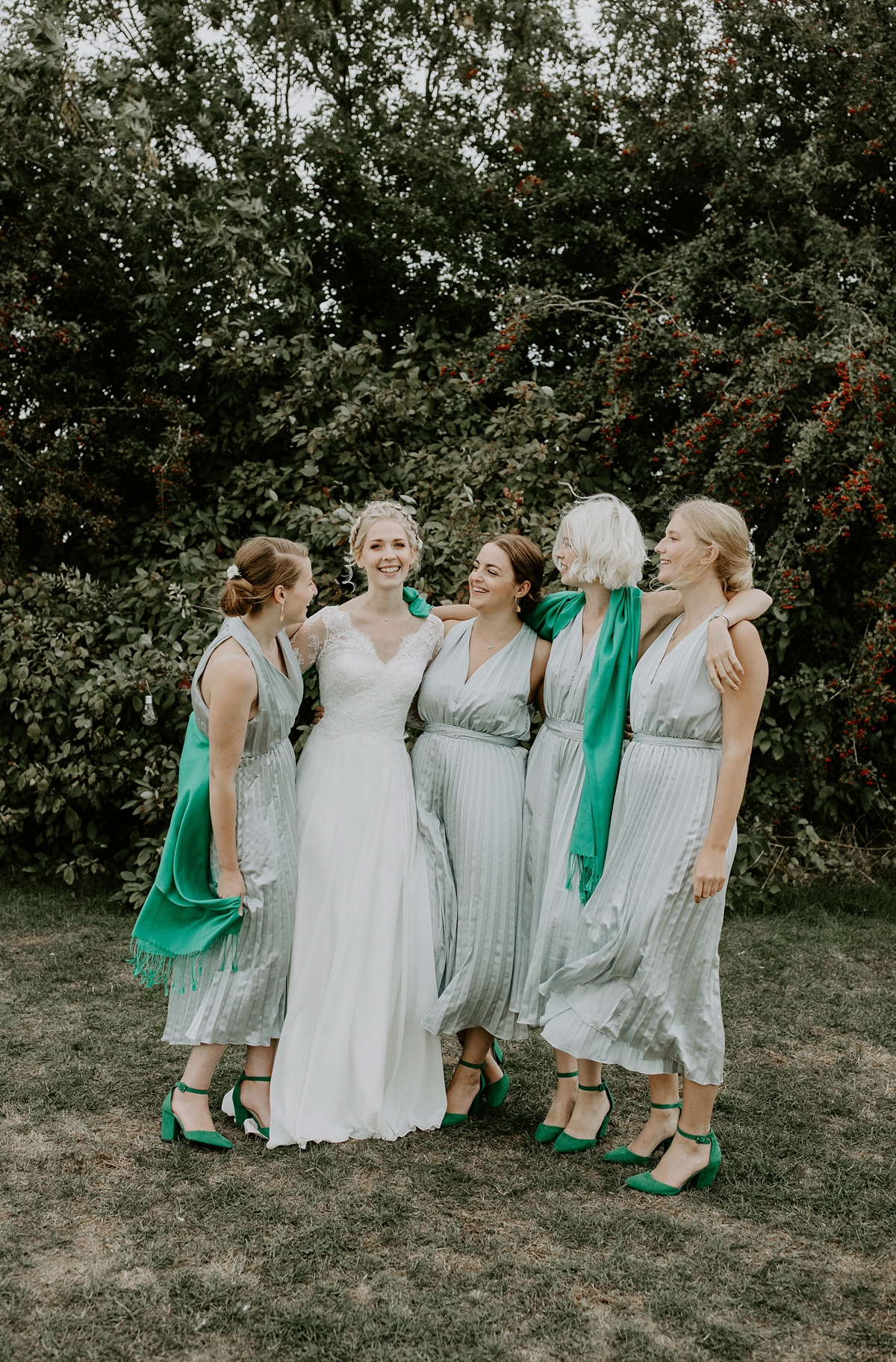 38 Scandi inspired River Thames wedding London - Green Wedding Shoes and a Back Necklace for a Marquee Wedding on the Banks Of The Thames 38 Scandi inspired River Thames wedding London