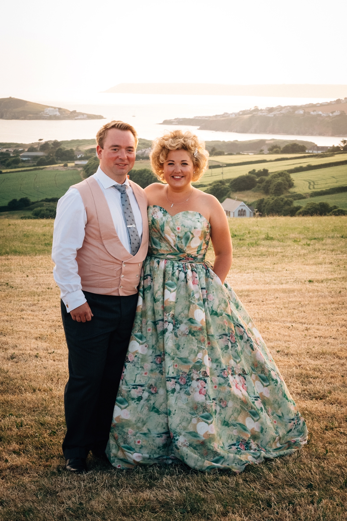 39 A floral Charlotte Balbier dress for a relaxed summer wedding in Devon