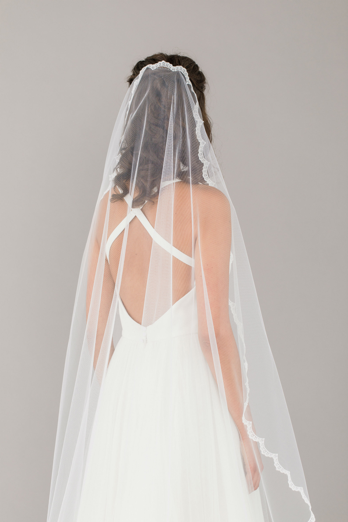 Britten Full lace edged barely there wedding veil Adeline