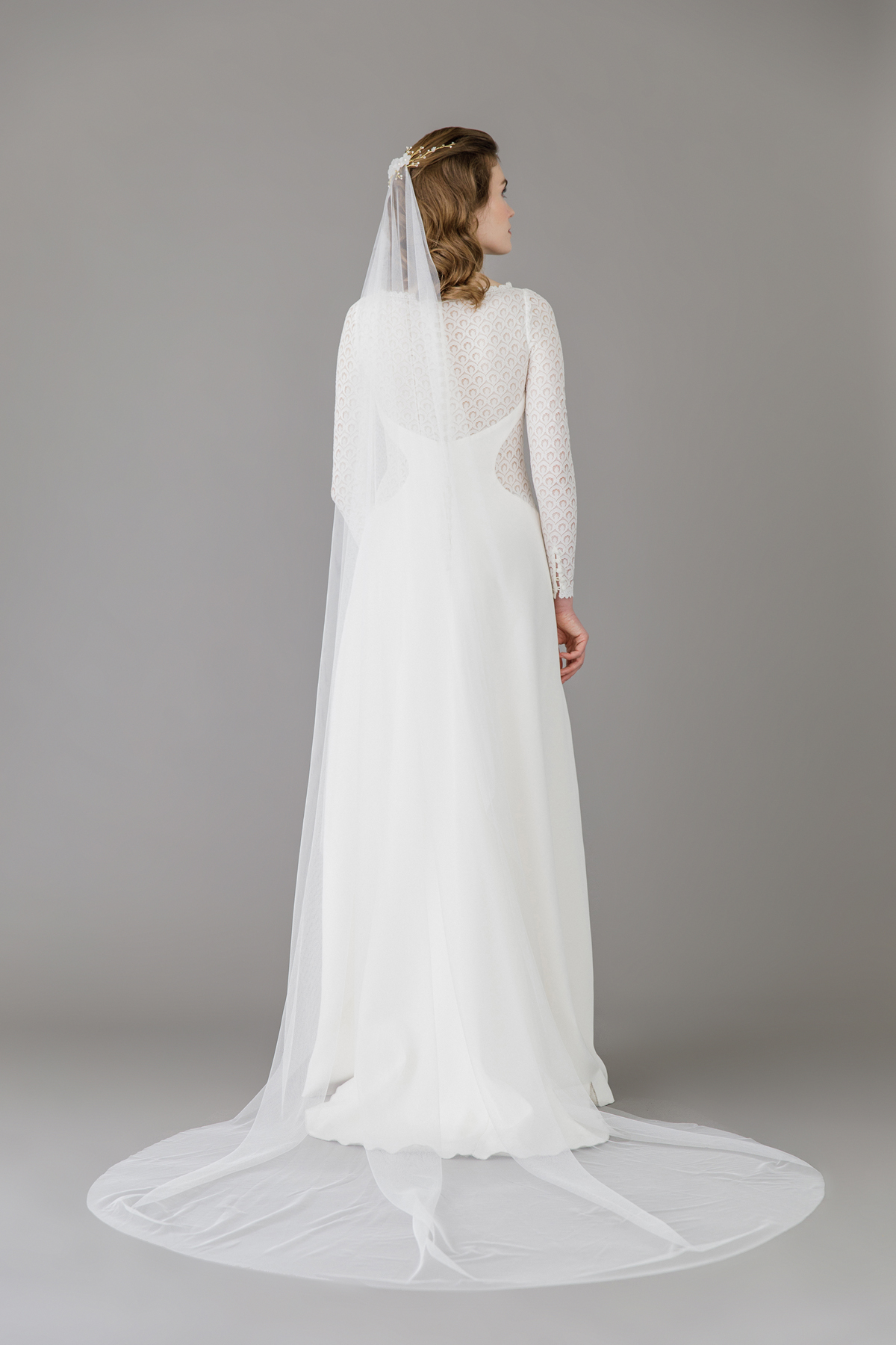 Britten Silk style barely there wedding veil Ilona