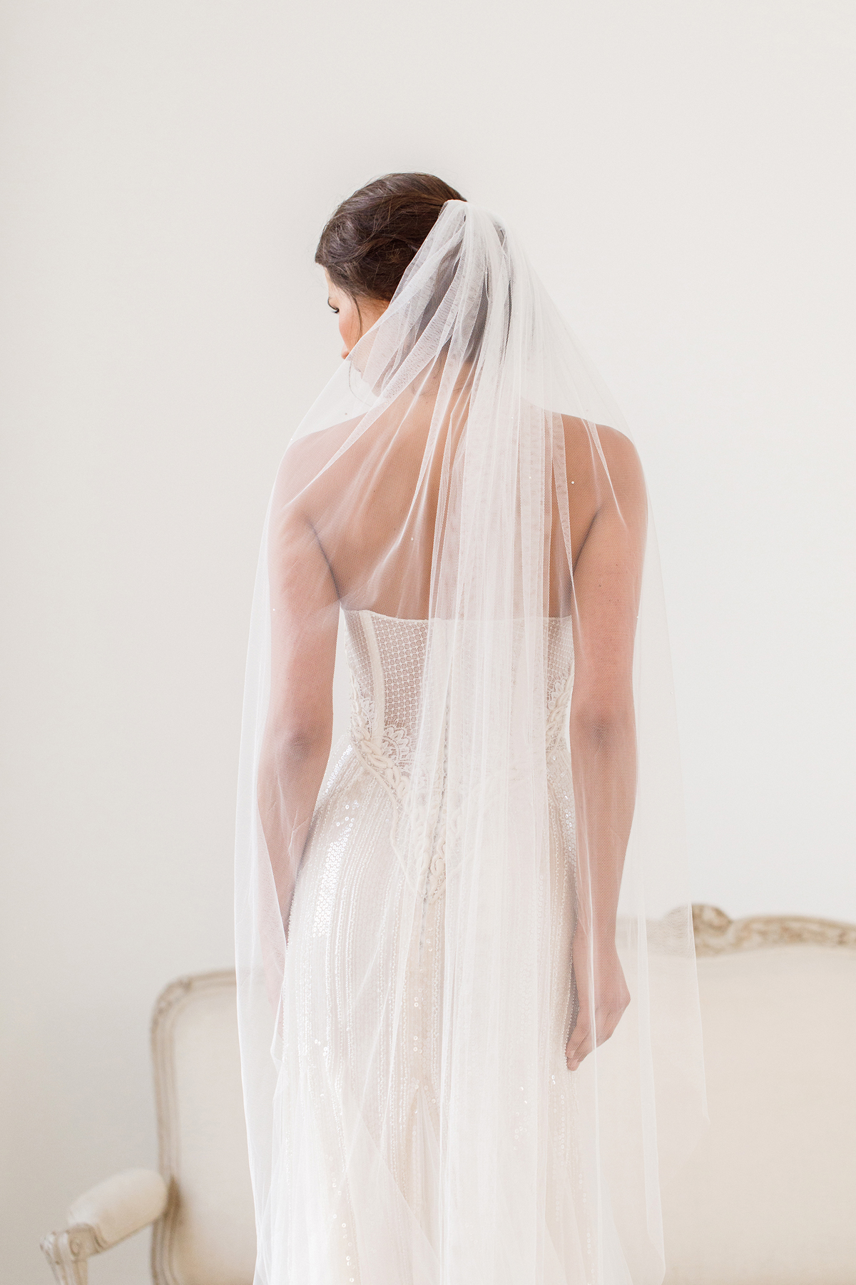 Britten Silk style wedding veil with crystal scatter Jessie