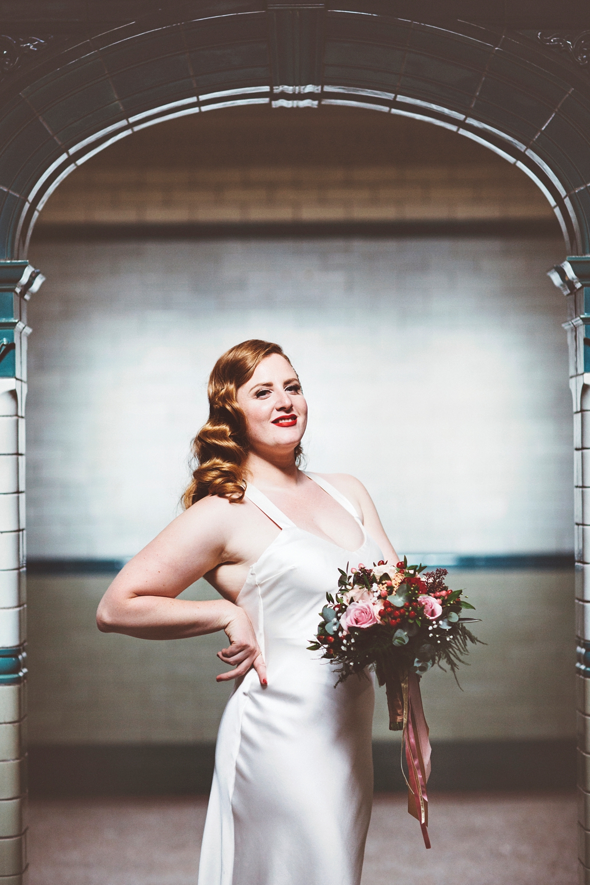 Halfpenny London bride Vintage inspired Manchester Victorian Baths wedding 49