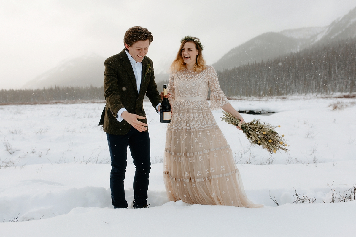 Intimate winter elopement Needle Thread dress 18