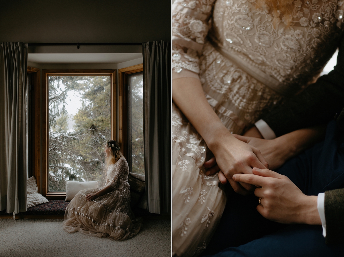 Intimate winter elopement Needle Thread dress 27