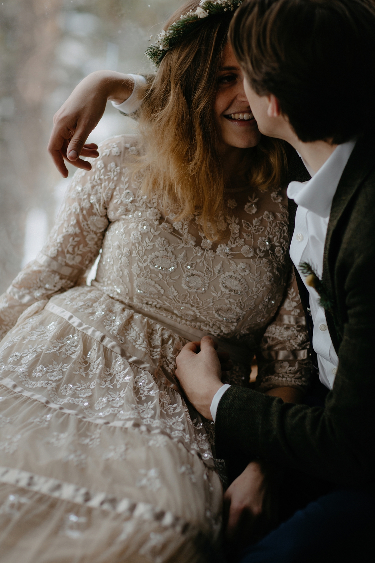 Intimate winter elopement Needle Thread dress 29