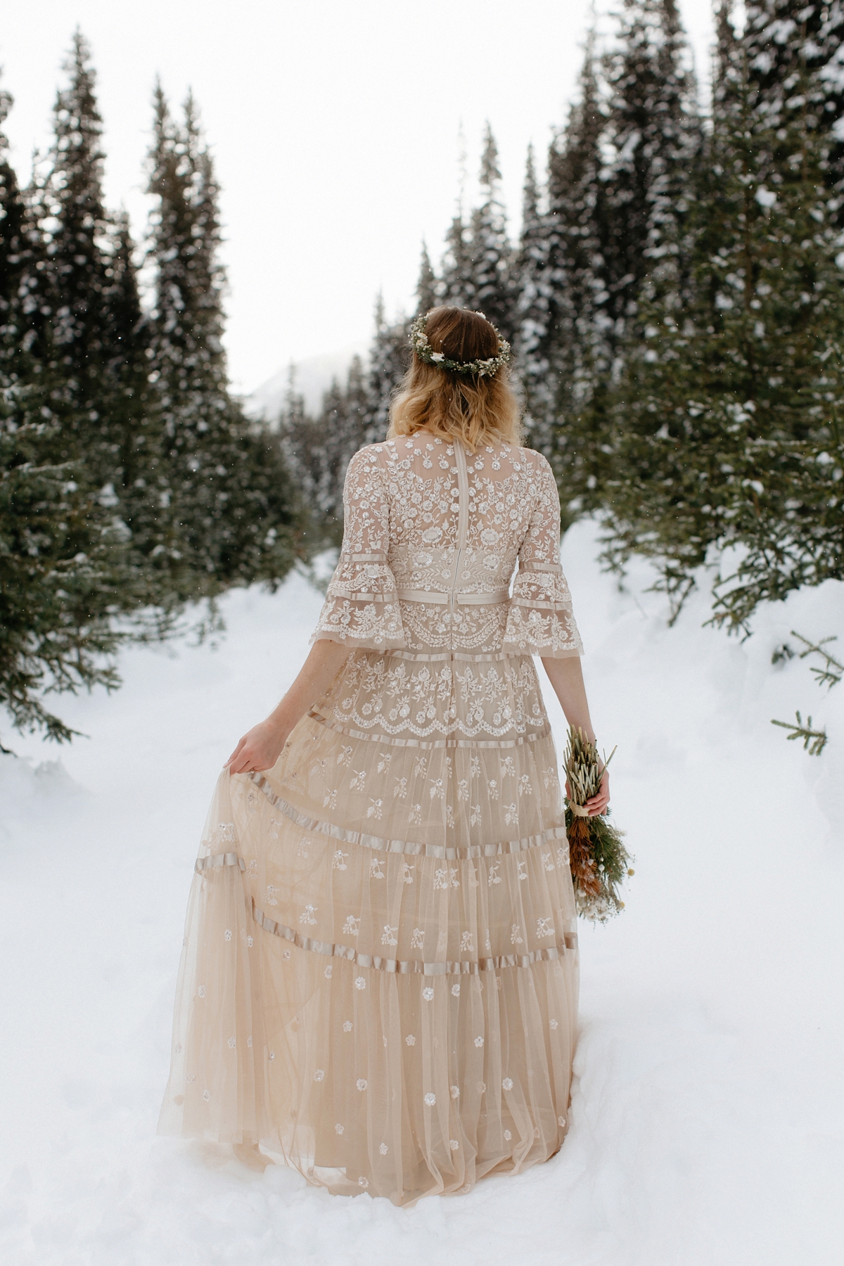 Intimate winter elopement Needle Thread dress 34