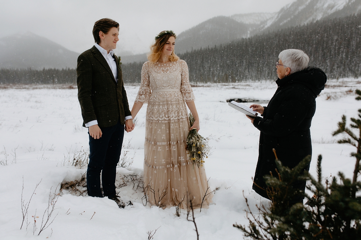 Intimate winter elopement Needle Thread dress 6