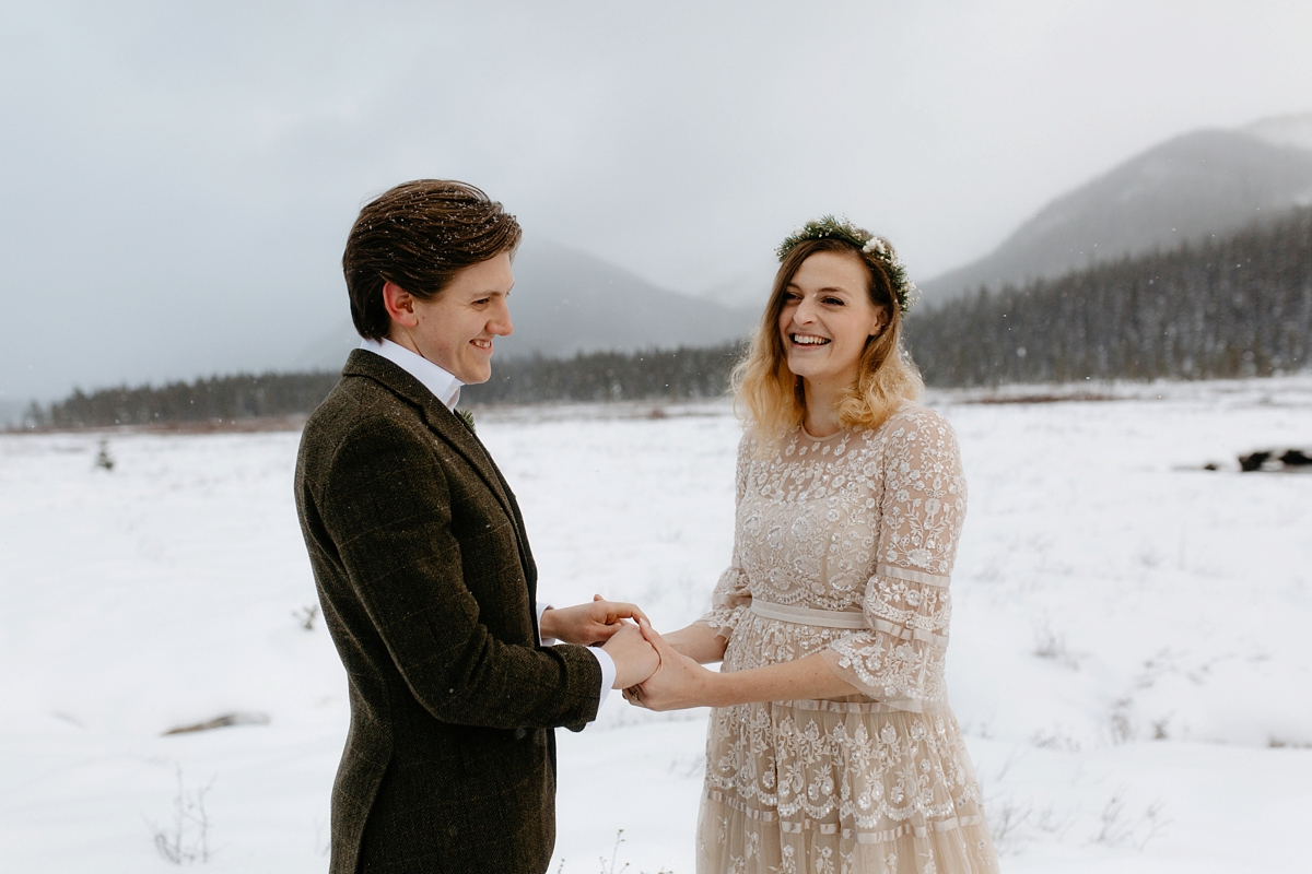 Intimate winter elopement Needle Thread dress 9