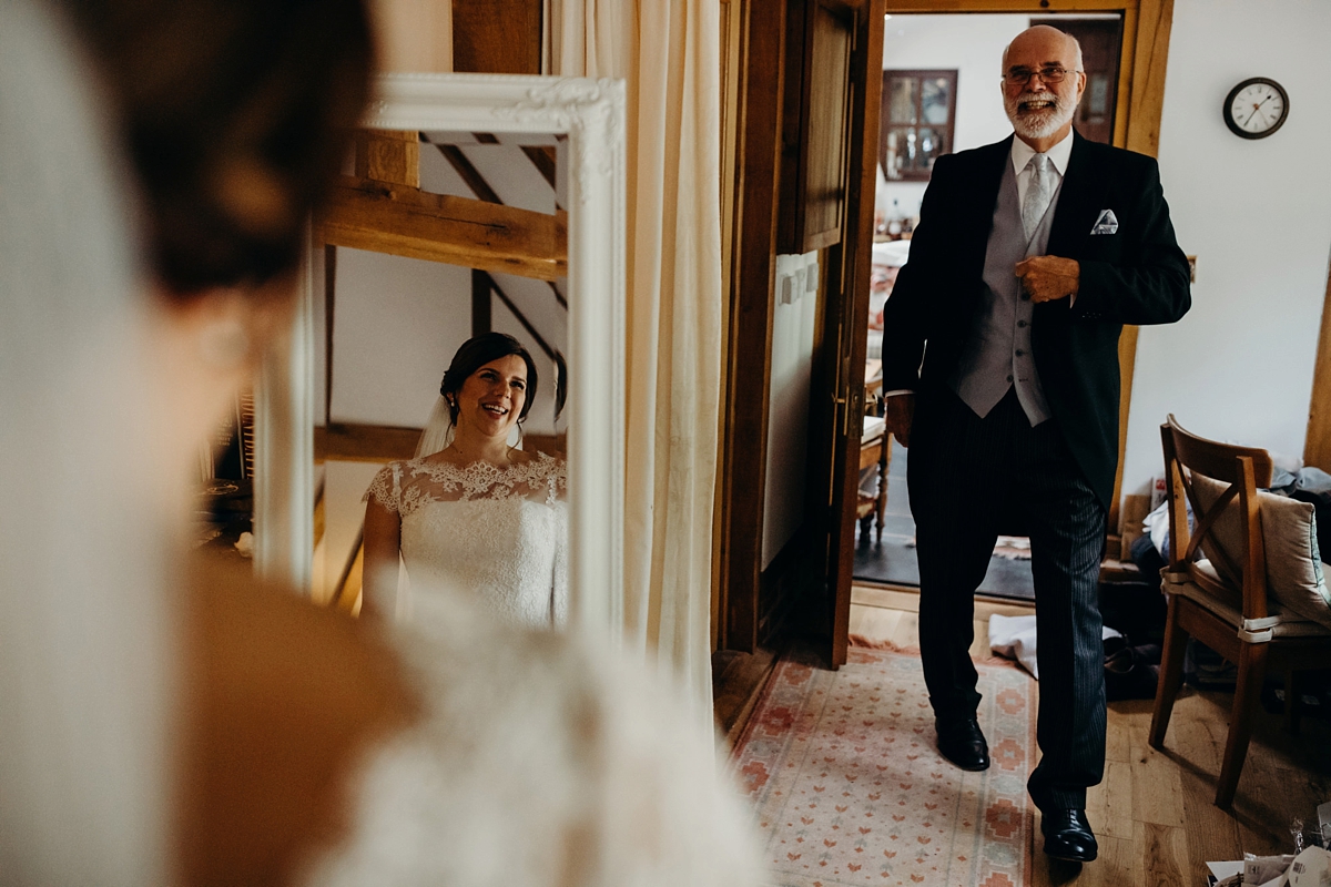 Stewart Parvin dress rainy day wedding at home Richard Skins Photography 18