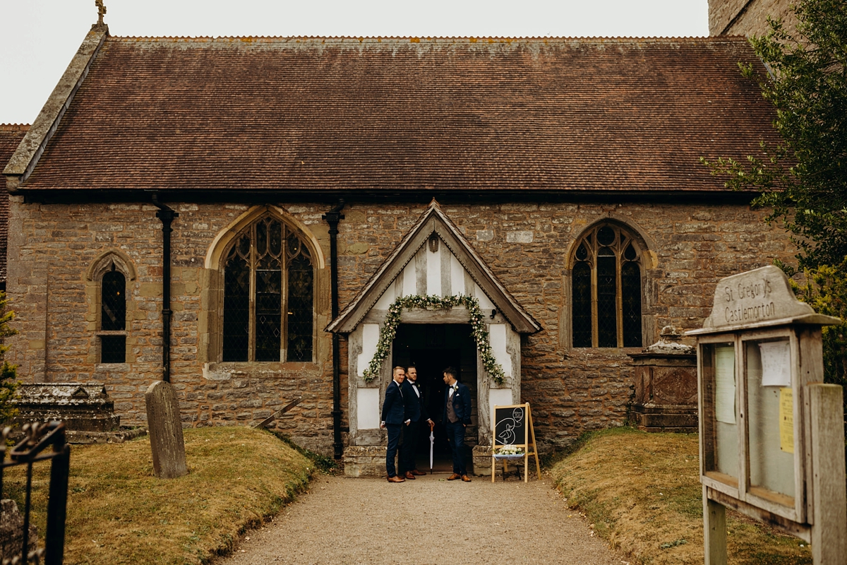 Stewart Parvin dress rainy day wedding at home Richard Skins Photography 23