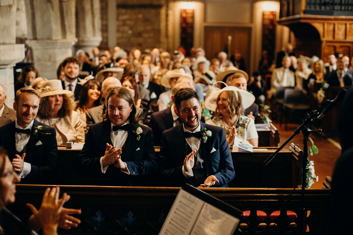 Stewart Parvin dress rainy day wedding at home Richard Skins Photography 31