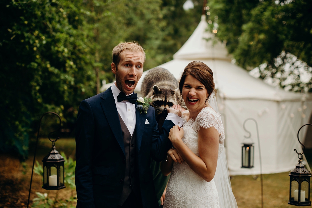 Stewart Parvin dress rainy day wedding at home Richard Skins Photography 45