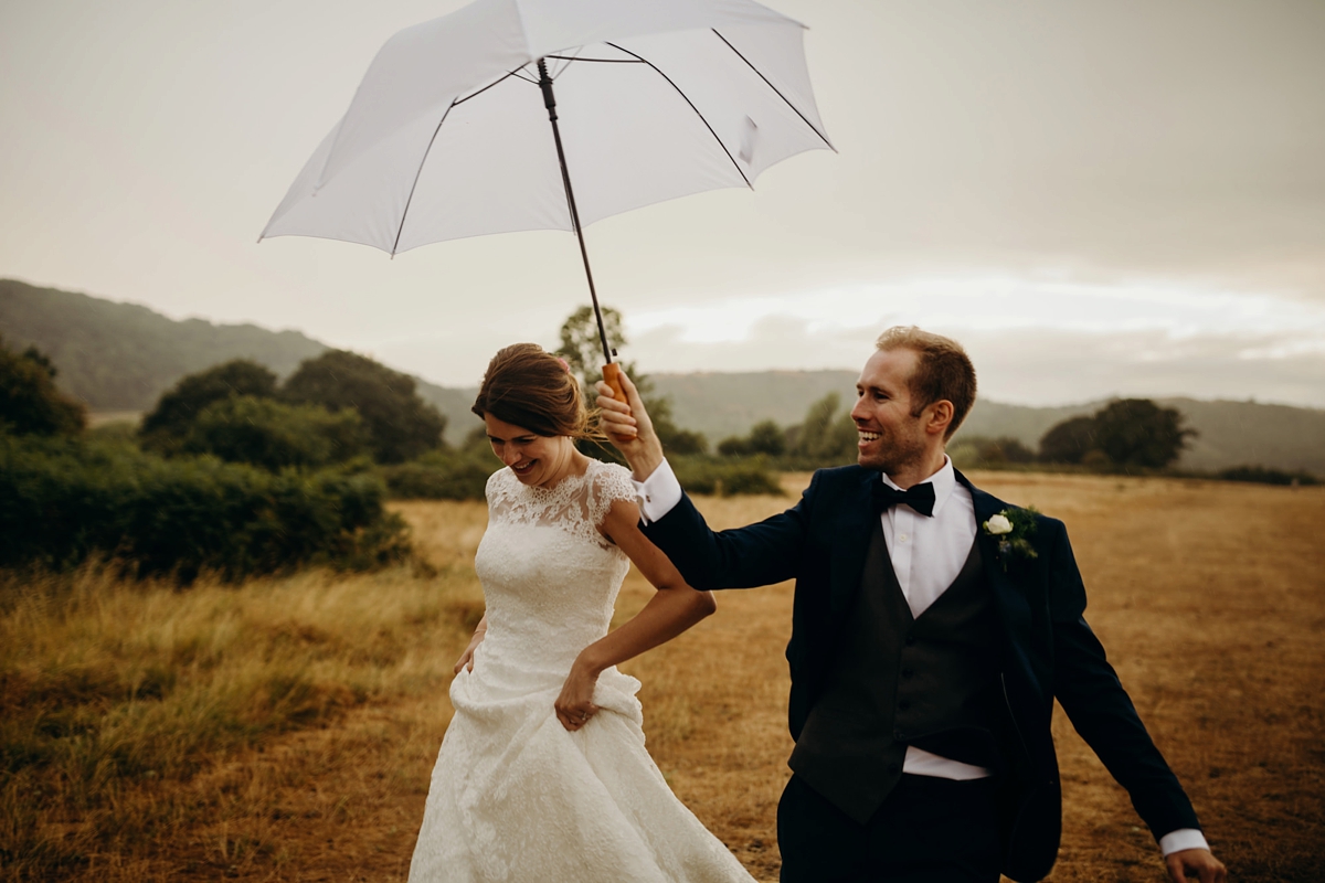 Stewart Parvin dress rainy day wedding at home Richard Skins Photography 58