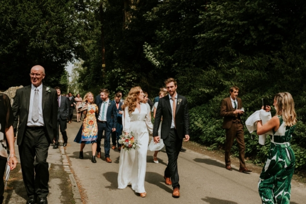 A Feminist Wedding with a Barn Full of Fairy Lights + an Indiebride London Dress