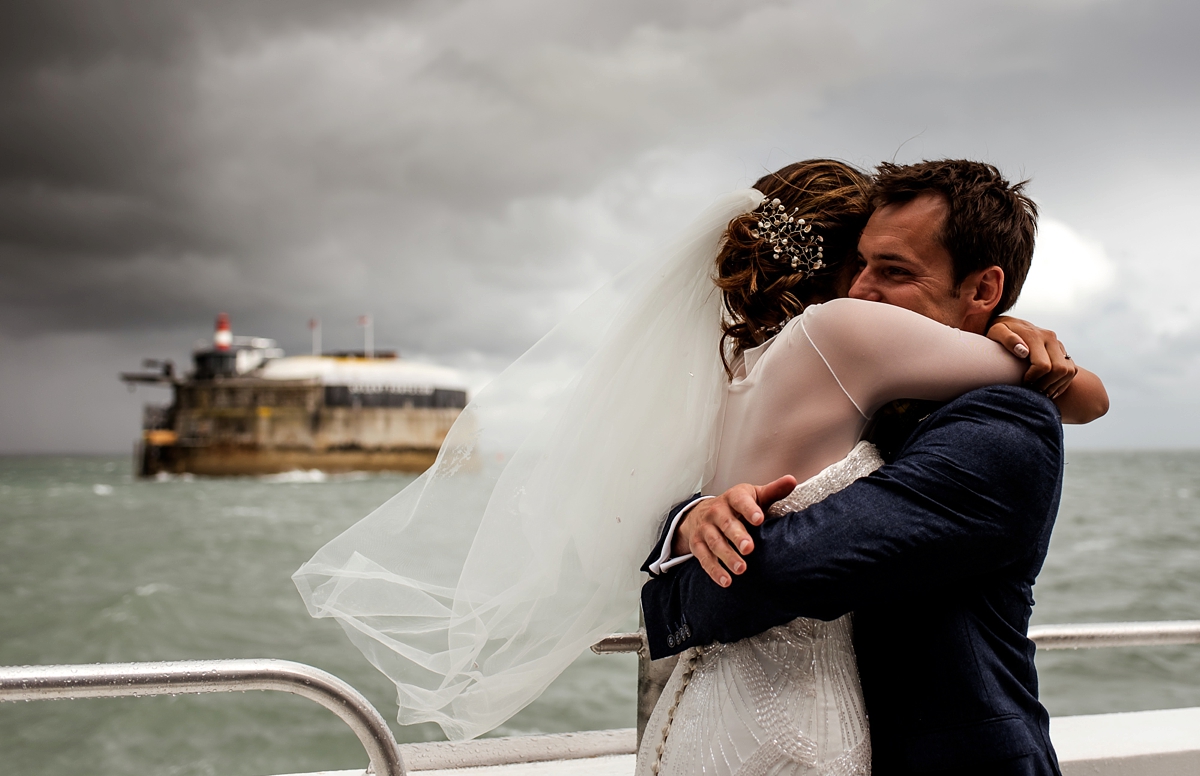 22 Suzanne Neville dress rainy day coastal wedding Portsmouth