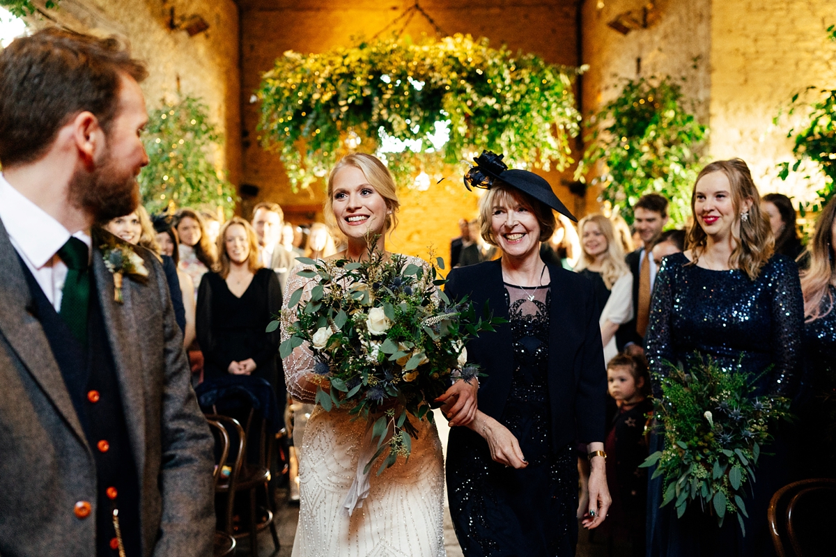 26 Justin Alexander bride celstial inspired winter barn wedding
