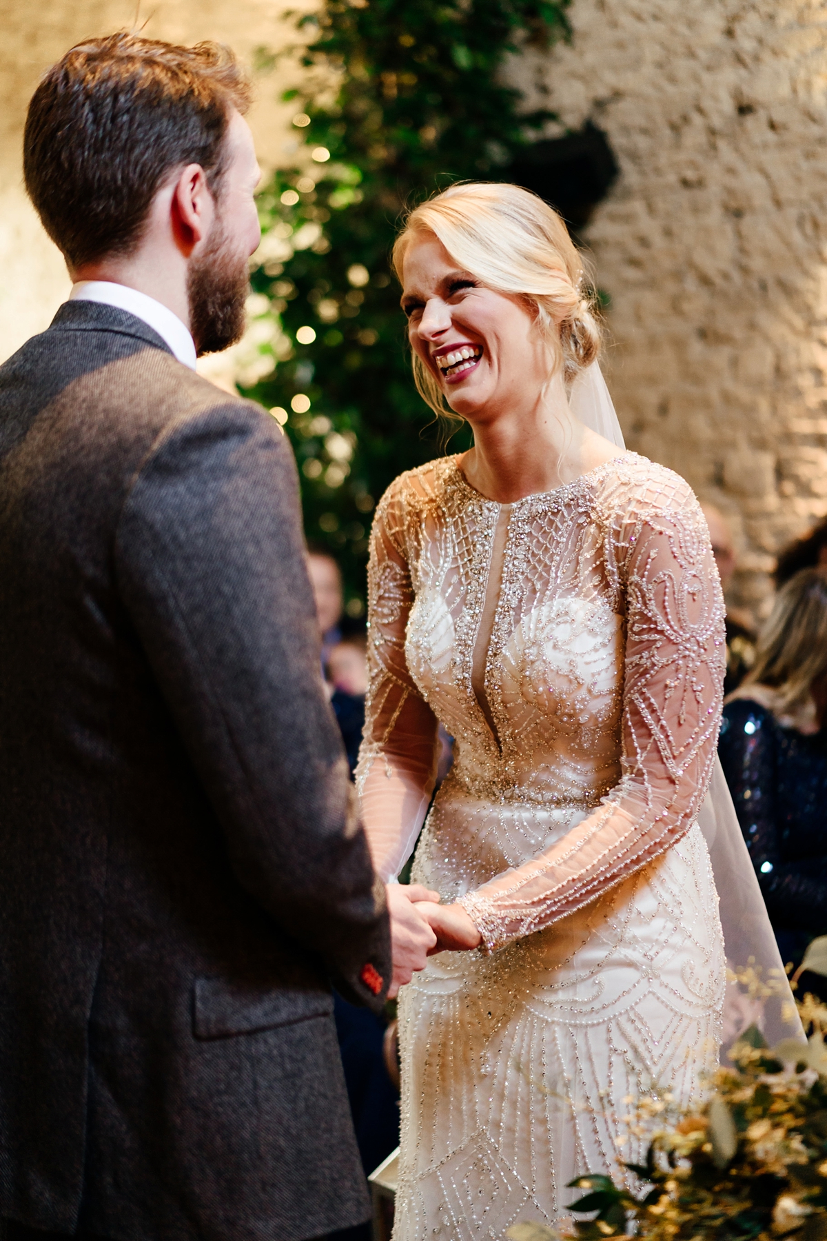 30 Justin Alexander bride celstial inspired winter barn wedding