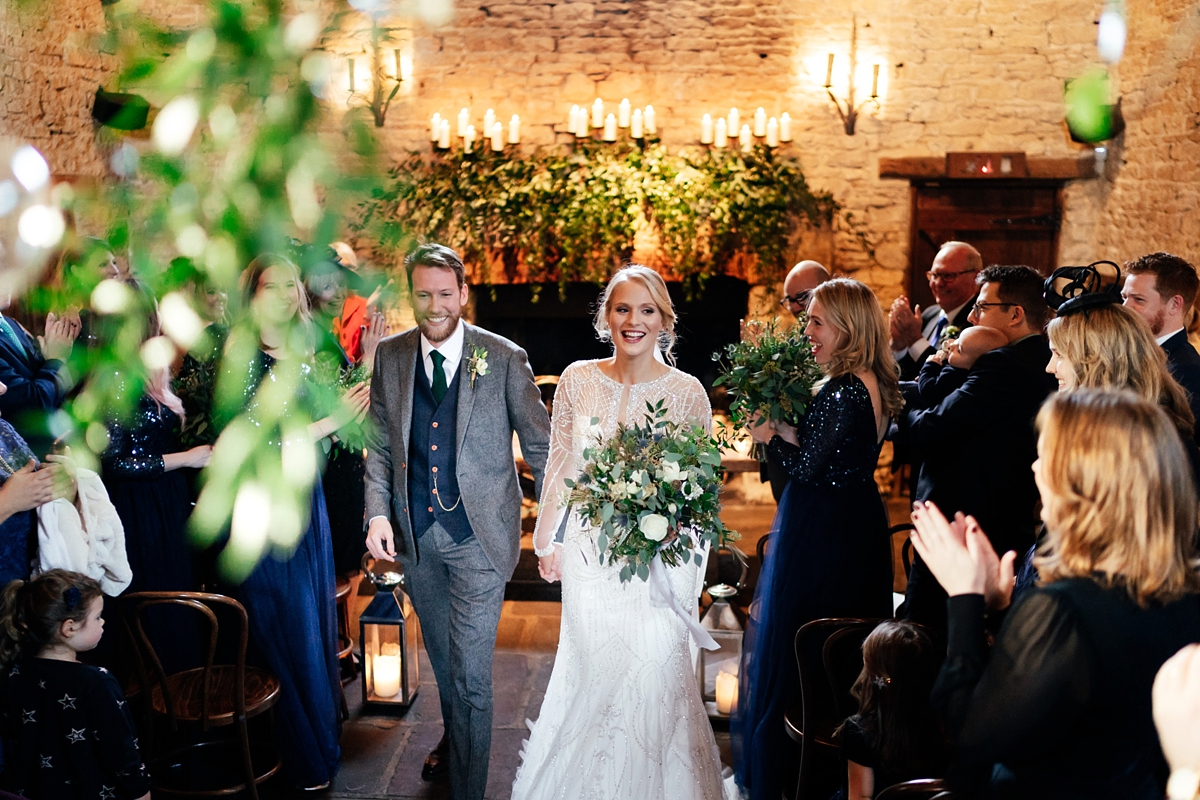 32 Justin Alexander bride celstial inspired winter barn wedding